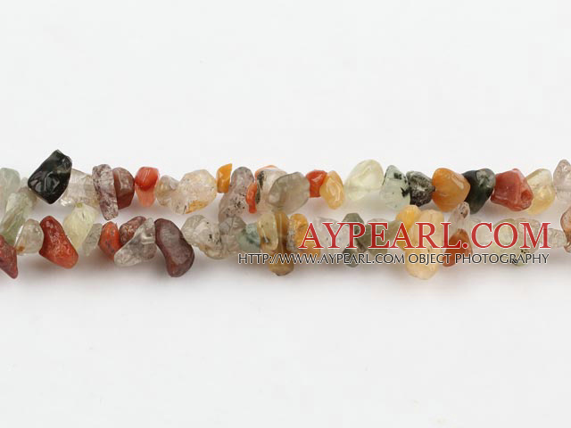 Chip Stone Beads, 3*7mm colorful rutilated quartz, Sold per 35.4-inch strand