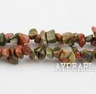 Green Piebald Stone chips ,3*7mm, sold per 35.43-inch strand