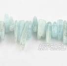 Gemstone Beads, Aquamarine, 3*19mm Natural, long tooth, hole shape, Sold per 15.7-inch strand