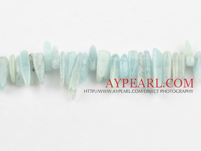 Gemstone Beads, Aquamarine, 3*19mm Natural, long tooth, hole shape, Sold per 15.7-inch strand