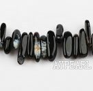 Agate Gemstone Beads, Black, 4*17mm, long tooth, hole shape, Sold per 15.7-inch strand