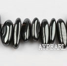 Agate Gemstone Beads, Black, 4*19mm hematite, long tooth, hole shape, Sold per 15.7-inch strand