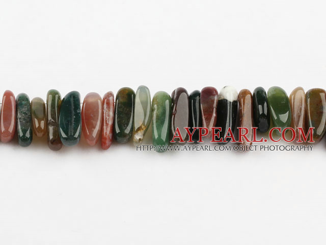 Indian Agate Gemstone Beads, Multi color, 4*19mm long tooth, hole shape, Sold per 15.7-inch strand