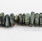Peacock Gemstone Beads, Dark Green, 4*19mm long tooth, hole shape, Sold per 15.7-inch strand