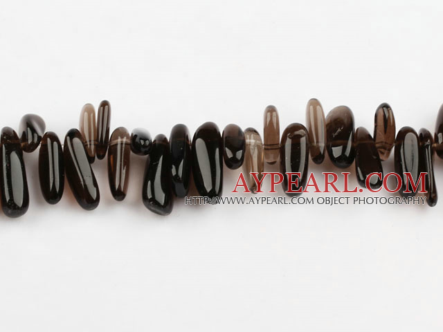 Smoky Quartz Gemstone Beads, Brown and Black, 4*19mm long tooth, hole shape, Sold per 15.7-inch strand