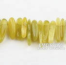 Olive Jade Gemstone Beads, Yellow, 4*21 long tooth, hole shape, Sold per 15.7-inch strand