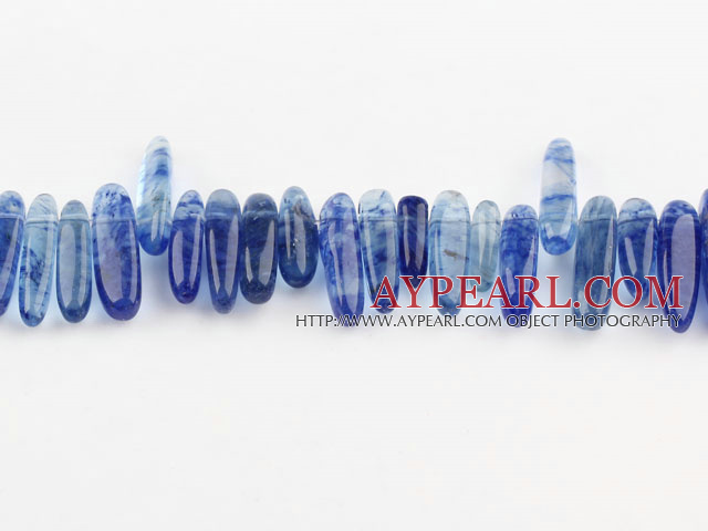 Lampwork Glass Beads, Blue, 4*21 long tooth, hole shape, Sold per 15.7-inch strand