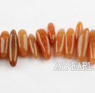 Aventurine Gemstone Beads, 4*21 long tooth, hole shape, Sold per 15.7-inch strand