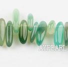 Agate Gemstone Beads, Green, 4*21 long tooth, hole shape, Sold per 15.7-inch strand