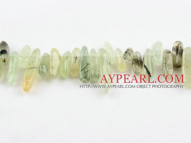 Prehnite Gemstone Beads, Green, 4*21 long tooth, hole shape, Sold per 15.7-inch strand