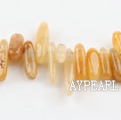 Jade Gemstone Beads, Yellow, 4*21 long tooth, hole shape, Sold per 15.7-inch strand