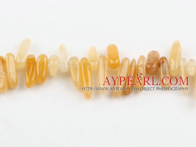 Jade Gemstone Beads, Yellow, 4*21 long tooth, hole shape, Sold per 15.7-inch strand