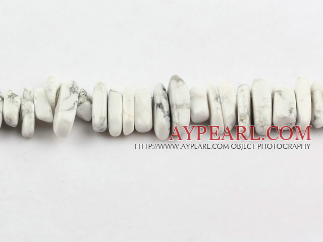 Turquoise Beads, White, 4*21 long tooth, hole shape, Sold per 15.7-inch strand
