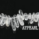 Crystal Gemstone Beads, White, 4*21 long tooth, hole shape, Sold per 15.4-inch strand