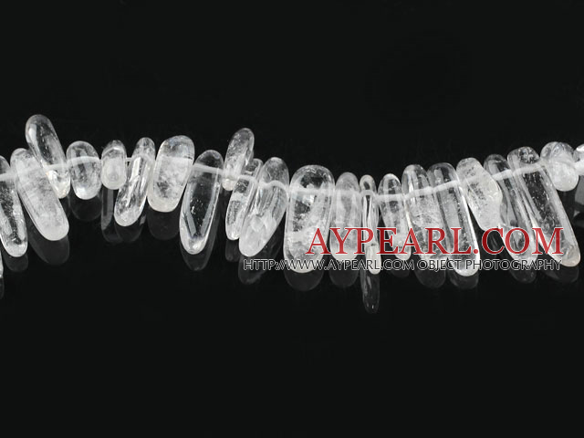 Crystal Gemstone Beads, White, 4*21 long tooth, hole shape, Sold per 15.4-inch strand