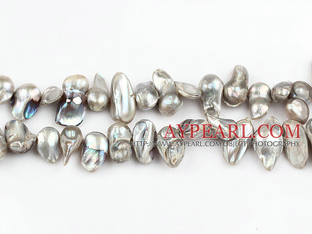 Pearl Beads, Grey, 7*15mm dyed uncoating, Sold per 15.7-inch strand