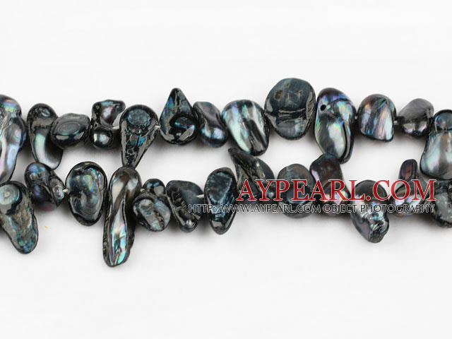 Pearl Beads, Black, 7*15mm dyed uncoating, Sold per 15.7-inch strand