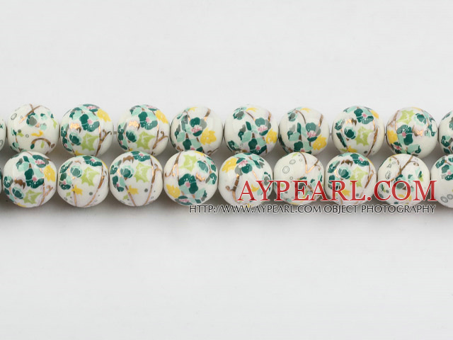 Porcelain Beads, Colorful, 12mm stampled flower, Sold per 15.4-inch strand