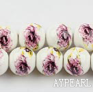 Porcelain Beads, Colorful, 14mm stampled flower, Sold per 15-inch strand