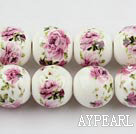 Porcelain Beads, Colorful, 14mm stampled flower, Sold per 15-inch strand