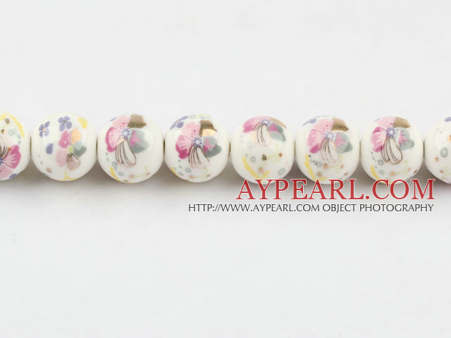 Porcelain Bead, Colorful, 16mm stamped flower, Sold per 15-inch strand