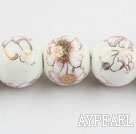 Porcelain Bead, Colorful, 16mm stamped flower, Sold per 15-inch strand