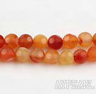 Agate Gemstone Beads, Orange, 6mm faceted round, dull polish,Sold per 14.96-inch strands