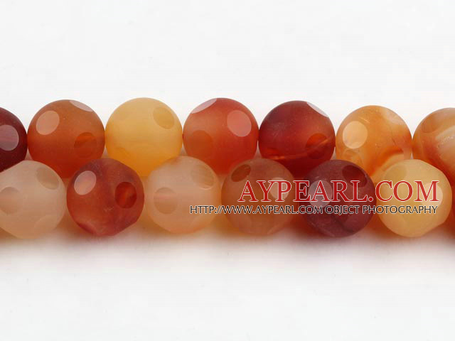 Agate Gemstone Beads, Orange, 12mm faceted round, dull polish,Sold per 14.96-inch strands