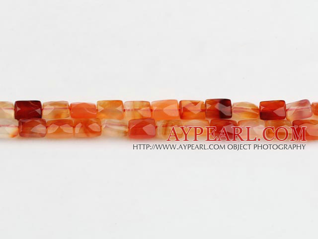 Agate Gemstone Beads, Orange, 7*10mm faceted rectangle,Sold per 14.96-inch strands