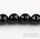 black agate beads,16mm ball,faceted,Grade A,Sold per 15.35-inch strands