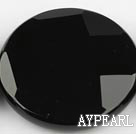 black agate beads,40mm flat oval,faceted,Grade A,Sold per 15.35-inch strands