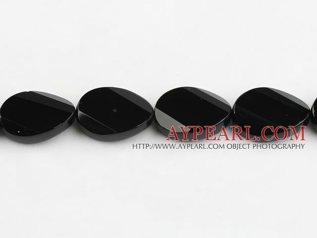 black agate beads,18*25mm twisted egg,faceted,Grade A,Sold per 15.35-inch strands