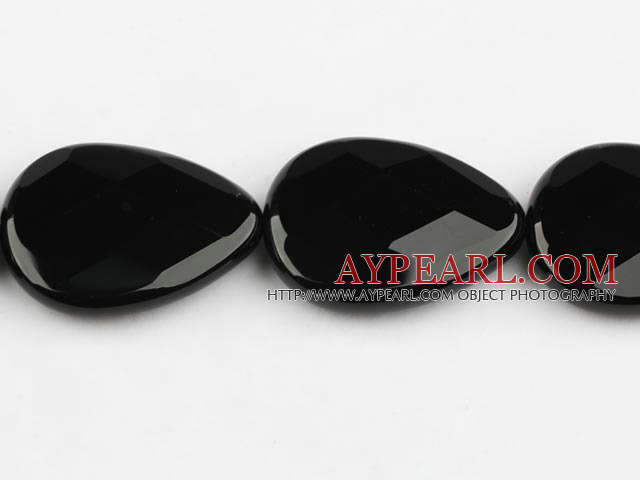 black agate beads,30*40mm teardrop,faceted,Grade A,Sold per 15.35-inch strands
