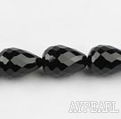 black agate beads,13*18mm teardrop,faceted,straight hole,Grade A,Sold per 15.35-inch strands
