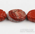 Marble Gemstone Beads, Red, 10*18*26mm pattern egg shape,Sold per 15.75-inch strands