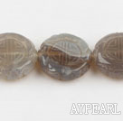 Agate Gemstone Beads, Gray, 8*22mm pattern round disk shape,Sold per 15.75-inch strands