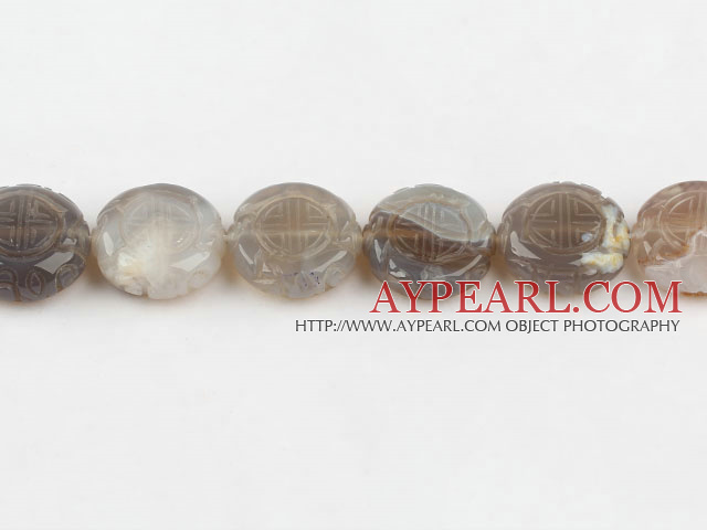 Agate Gemstone Beads, Gray, 8*22mm pattern round disk shape,Sold per 15.75-inch strands