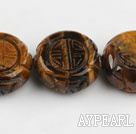 Tiger Eye Gemstone Beads, 8*22mm pattern round disk shape,Sold per 15.75-inch strands