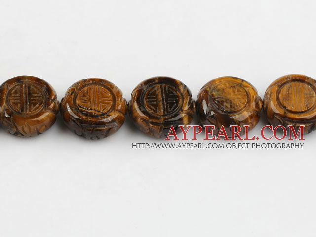 Tiger Eye Gemstone Beads, 8*22mm pattern round disk shape,Sold per 15.75-inch strands