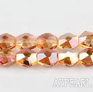 Lampwork Glass Crystal Beads, 8*10*12mm hexagon plating color shape, Sold per 14.4-inch strand