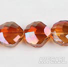 Lampwork Glass Crystal Beads, Orange, 10*18mm fan-shapeplating color shape,Sold per 14.57-inch strands