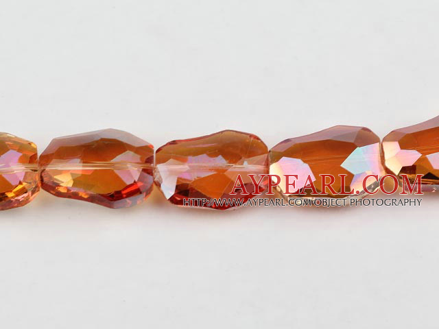 Lampwork Glass Crystal Beads, 11*20*26mm heterotypic plating color shape,Sold per 12.2-inch strands