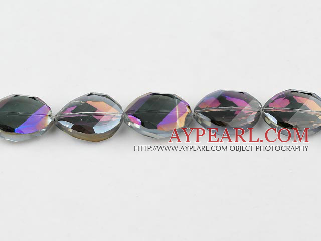 Lampwork Glass Crystal Beads, 9*18*25mm faceted plating color shape, Sold per 14.6-inch strand