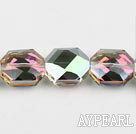 Lampwork Glass Crystal Beads, Orange, 9*16*17mm faceted hexagon plating color shape, Sold per 14.2-inch strand