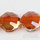 Lampwork Glass Crystal Beads, Orange, 11*25*25mm fan-shaped plating color,Sold per 14.57-inch strands