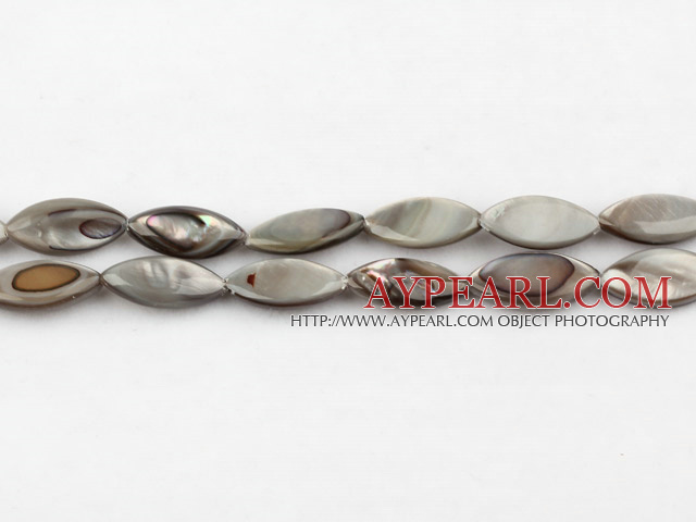 Shell Beads, Gray, 5*8*13mm dyed horse eye shape, Sold per 15.4-inch strand