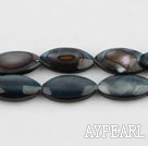 Shell Beads, Black, 5*8*13mm dyed horse eye shape, Sold per 15.4-inch strand