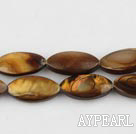 Shell Beads, Brown, 5*8*13mm dyed horse eye shape, Sold per 15.4-inch strand