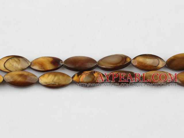 Shell Beads, Brown, 5*8*13mm dyed horse eye shape, Sold per 15.4-inch strand