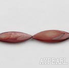 Shell Beads, Dark Red, 10*30mm dyed horse eye shape, Sold per 15-inch strand